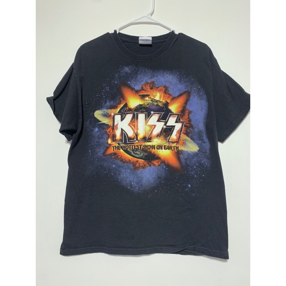 Hanes Heavyweight Men Size L (42-44) Black KISS Graphic Band T-Shirt